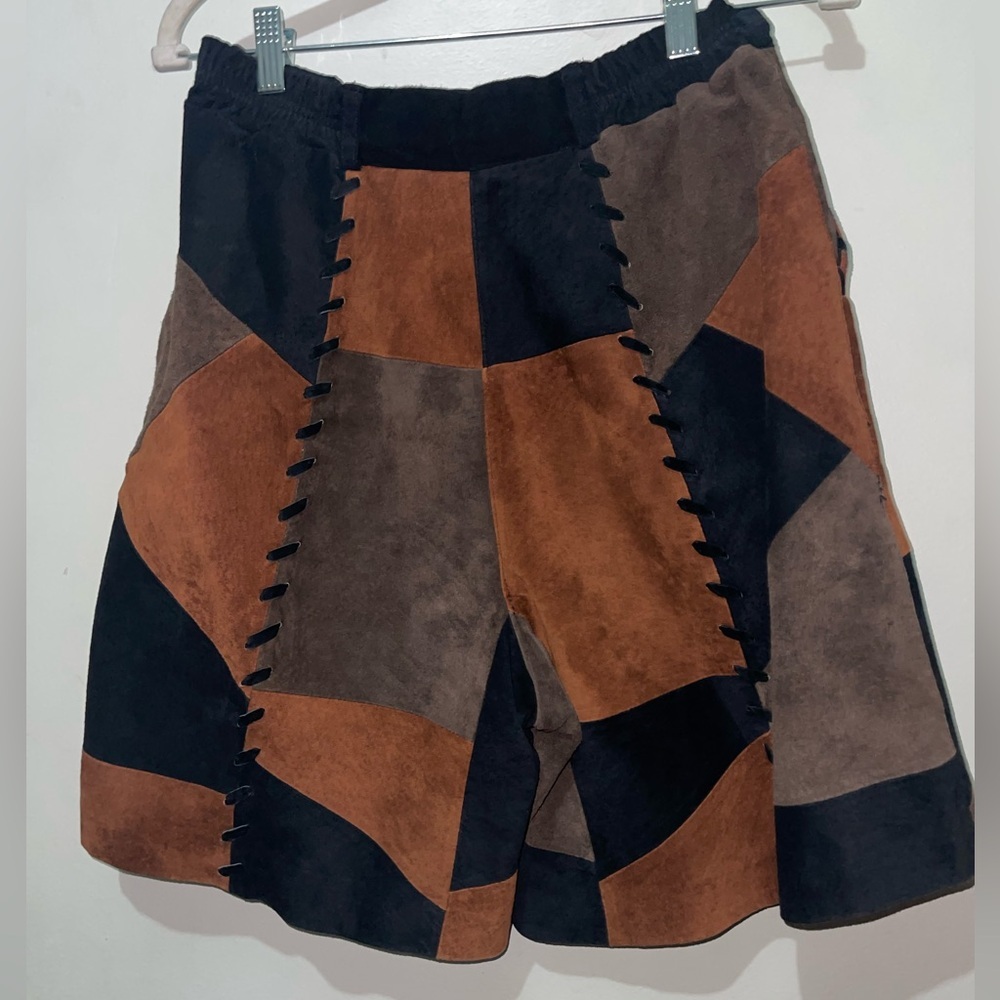 Vintage Leather Patchwork Shorts - image 4